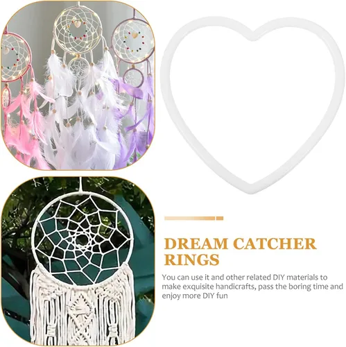 Vista 4 de DOITOOL 20 anillos de atrapasueños con forma de corazón, aros de acrílico para coronas, anillos de macramé en forma de corazón, anillos para coronas
