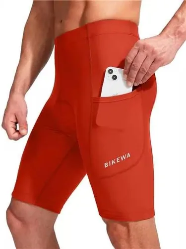 Vista 2 de Bikewa - Pantalones cortos de ciclismo para hombre, con acolchado 3D, para ciclismo de carretera o montaña, FPU 50+, bolsillos con cremallera