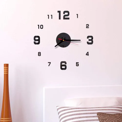 Vista 3 de AkoMatial Reloj de pared con efecto espejo acrílico 3D con efecto de espejo, calcomanía para decoración mural para el hogar y el dormitorio