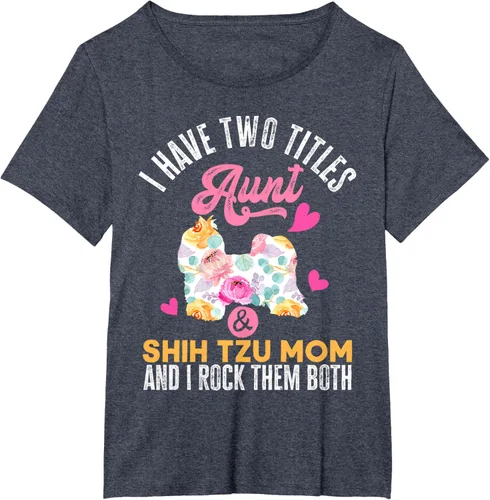 Vista 37 de I Have Two Titles Aunt and Shih Tzu Mom Camiseta divertida para perro, Negro