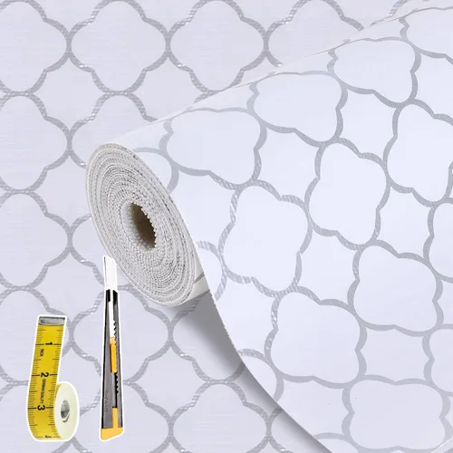 Vista 34 de Lámina para revestir estantes y cajones de cocina y baño, impermeable, antideslizante, sin adhesivo, fácil de limpiar, incluye cuchillo y cinta