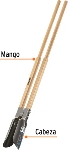 Vista 2 de Truper - Excavadora de agujeros de poste con mango de madera de 48 pulgadas (modelo 11973 / CA-36) Atlas Pattern, 1.8 mm Heavy-Duty Tempered Steel