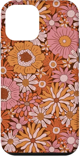 Vista 16 de Retro Flowers Meadow Floral Groovy 60s Pink Orange Brown Case for iPhone 17