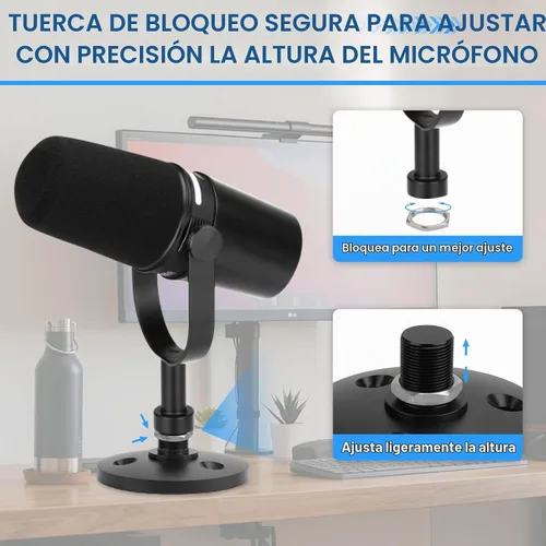 Vista 4 de Soporte de micrófono de escritorio para Shure MV7/MV7+