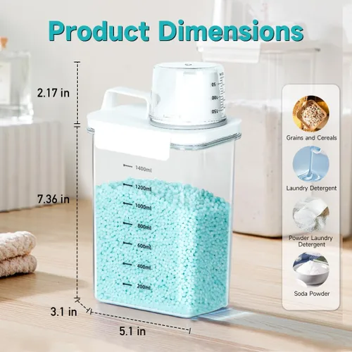 Vista 2 de Tokokimo Dispensador de detergente para ropa sucia – Recipiente de polvo y dispensador de perlas de refuerzo de aroma para organización de lavandería