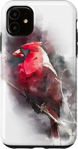 Vista 8 de Beautiful Watercolor Red Cardinal Bird Watching Animal Gift Case for iPhone 17