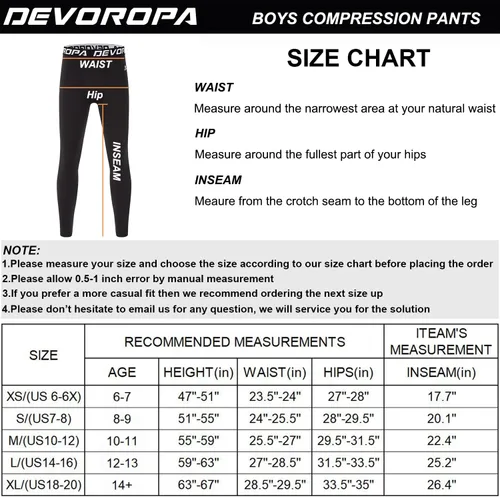 Vista 7 de Devoropa - Leggings de secado rápido para jóvenes, pantalones de compresión, mallas deportivas, capa base de baloncesto