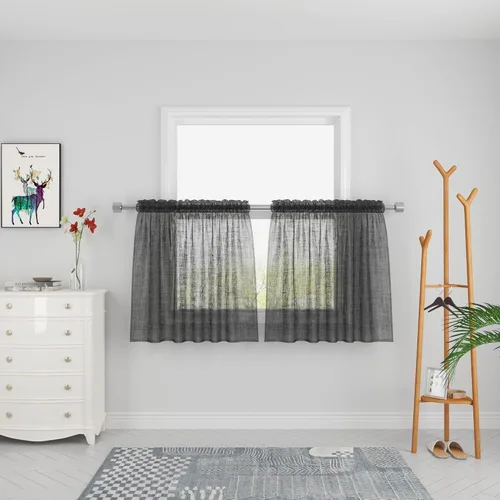 Vista 91 de UPOPO Paneles de Cortina Beige Pequeños Cortinas Transparentes de Gasa de 16 Pulgadas de Largo Cortinas de Cocina de Voile con Textura de Lino