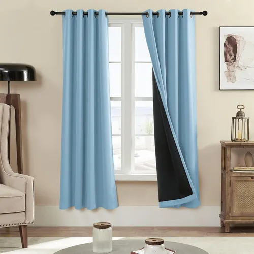 Vista 44 de Rutterllow - Cortinas 100% opacas, paneles de cortina con ojales, aislamiento térmico y bloqueo de luz para habitación y sala de estar