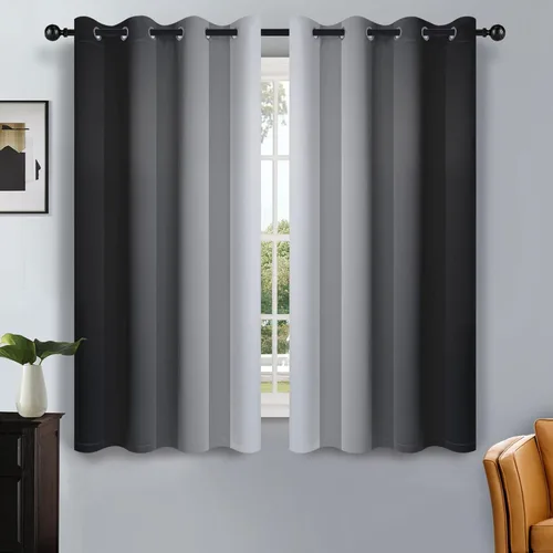 Vista 158 de SimpleHome Cortinas degradadas degradadas para oscurecer la habitación de 36 pulgadas de largo para dormitorio, con ojales y bloqueo de luz Negro