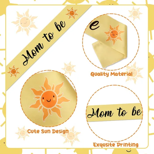 Vista 3 de Serencatcher Banda de baby shower para mamá niño, decoraciones de baby shower con el sol incluyen a mamá papá para ser pin corona de flores