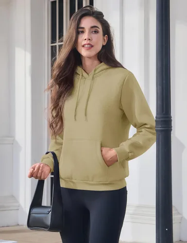 Vista 112 de MAGCOMSEN Sudaderas con capucha para mujer, con forro de sherpa, de vellón, para invierno, cálido, pesado, de algodón, con bolsillo