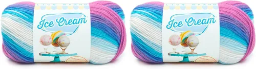 Vista 59 de Lion Brand Yarn, Hilo para Bebé Ice Cream para tejer, ganchillo y manualidades, Baseball Nut, 1 paquete, fibra acrílica colorida de peso DK