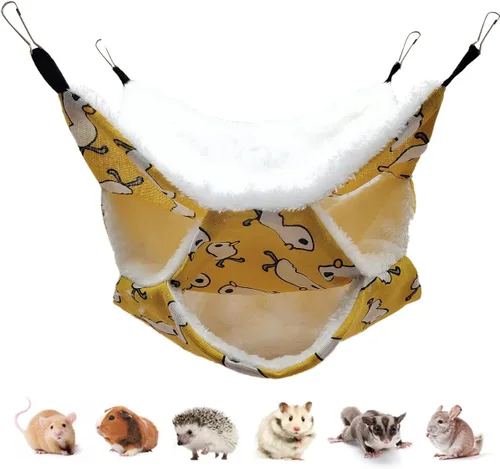 Vista 12 de LEFTSTARER Hamaca de triple capa para mascotas, jaula de animales para mascotas, accesorios para cama para ratas, conejillos de indias, hurón, Gris