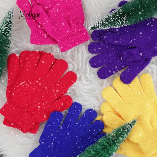 Vista 3 de Motique Accessories Guantes mágicos de punto para niñasniños de colores sólidos