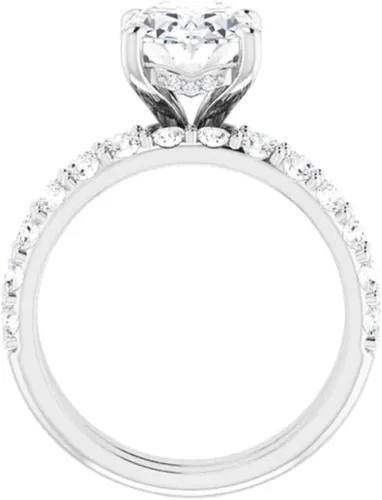 Vista 4 de JEWELERYN - Juego de anillos de compromiso ovalados de moissanita incolora de 2 quilates para mujer y ella, juego de anillos de boda para novia