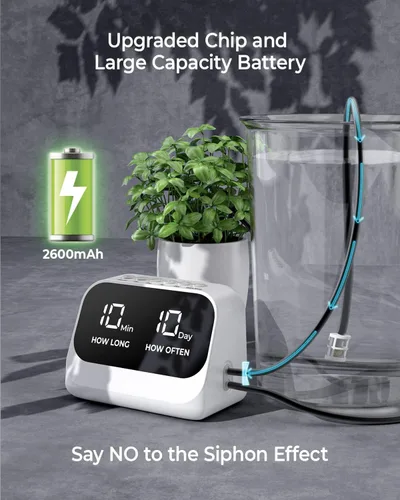 Vista 4 de Sistema de riego automático para plantas en maceta, agua de plantas, kit de riego por goteo de bricolaje con temporizador inteligente, pantalla LED
