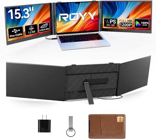 Vista 13 de Extensor de pantalla para laptop, monitor de computadora portátil FHD 1080P IPS de 14 pulgadas para portátiles, monitor de viaje de doble pantalla