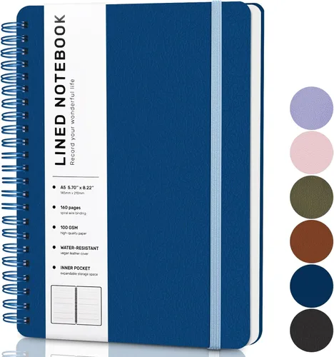 Vista 23 de Cuaderno rayado en espiral, cuaderno en espiral A4, 8.5 x 11 pulgadas, papel grueso de 100 GSM, cuadernos de diario encuadernados en espiral