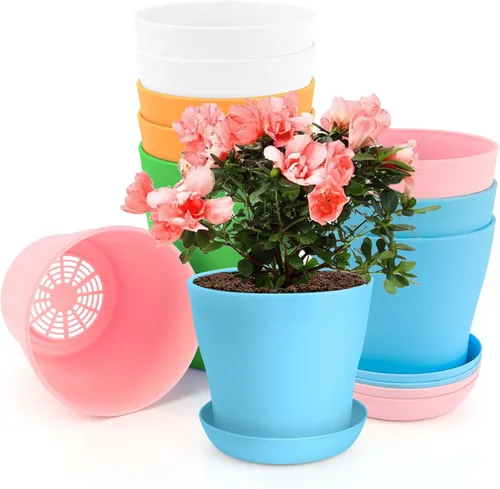 Vista 8 de OALCQ Macetas de 5 Pulgadas 24 Piezas, Macetas de Flores para Plantas de Interior, Macetas para Suculentas, Macetas Pequeñas con Drenaje, Macetas