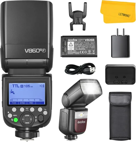 Vista 12 de Godox V860III-S Flash para Sony, 2,4G TTL Flash HSS Externo 1/8000s, 480 Destellos de Potencia Completa, Lámpara de Modelado LED de 10 Niveles