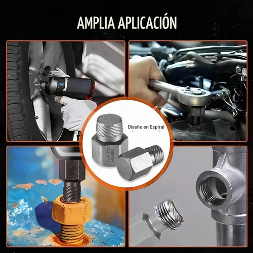 Vista 7 de XEWEA Juego de 13 extractores de tornillos multilínea Easy Out Bolt Extractor Kit de extractor de pernos de cabeza hexagonal de acero de aleación