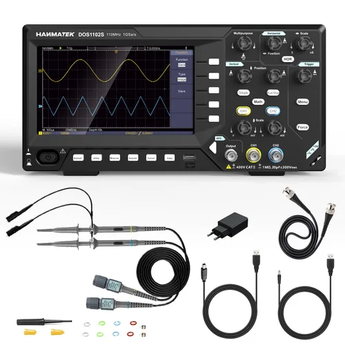 Vista 12 de HANMATEK DOS1102 - Osciloscopio digital con 110 MHz de ancho de banda, 2 canales y pantalla de 7 pulgadas / 18 cm, pantalla TFT-LCD, kit