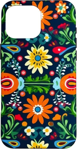 Vista 19 de Funda para iPhone 16 con diseño floral mexicano tradicional mexicano