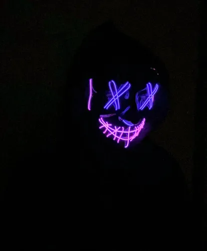 Vista 8 de Acid Tactical Máscara de Halloween con luz LED de alambre Purga EL, máscara de brillo rosa y morado