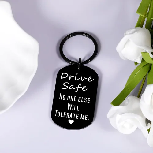 Vista 6 de XPENMULBOJA Llavero Drive Safe para el día del padre para él, marido, novio, papá, nuevo conductor, prometido, boda, regalo de cumpleaños para él