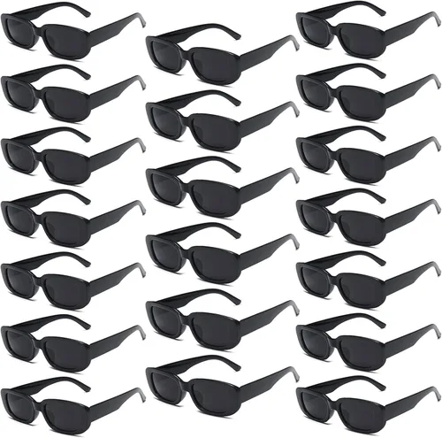 Vista 8 de YQVIE 20 Pack Small Rectangle Sunglasses Bulk for Women Men Trendy Square Party Glasses rosado (10pink/10hotpink)