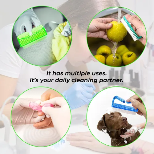 Vista 2 de 4 cepillos de uñas para uso diario - 4 tipos diferentes de cepillo de uñas con mango de plástico para limpiar las uñas - Cepillo exfoliante de uñas
