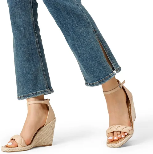 Vista 5 de DREAM PAIRS Alpargatas de punta abierta para mujer, con correas de tobillo, tacones altos, plataforma elegante