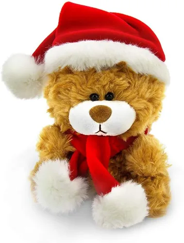 Vista 2 de Plushland Adorable oso de peluche suave y peludo, animal de peluche, juguetes de vacaciones, recuerdos de fiesta de Navidad para niños