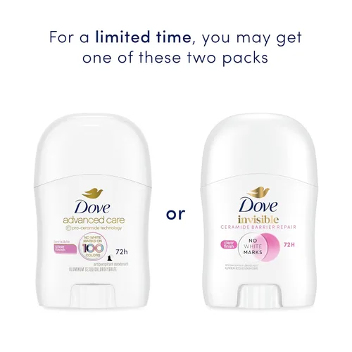 Vista 3 de Dove Advanced Care - Desodorante antitranspirante en barra para mujer, paquete de 36 unidades, acabado transparente, tamaño de prueba y viaje, 0.5