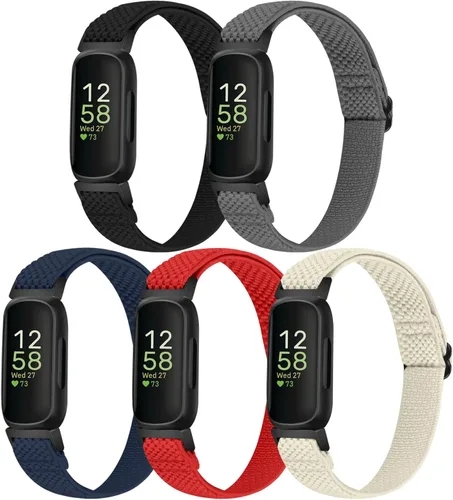 Vista 9 de Bandas elásticas de nailon compatibles con Fitbit Inspire 3/Inspire 2/Inspire HR/Inspire/Ace 3/Ace 2, correas elásticas ajustables suaves