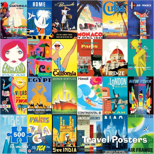 Vista 7 de Re-marks Road Trip Vintage Signs Rompecabezas de 500 piezas para todas las edades