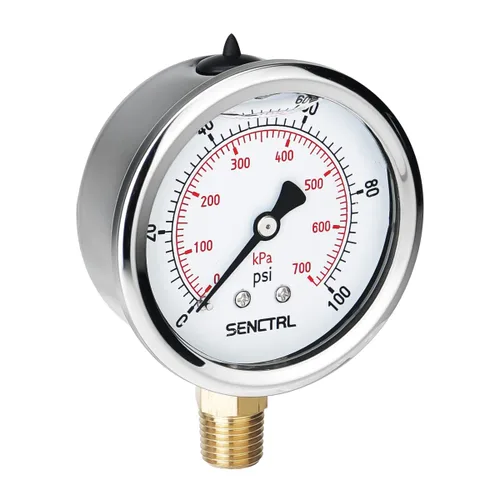 Vista 23 de SENCTRL Medidor de baja presión relleno de líquido de aceite de silicona al vacío de 30 inHg, tamaño de dial de 2.5", montaje inferior NPT de 1/4