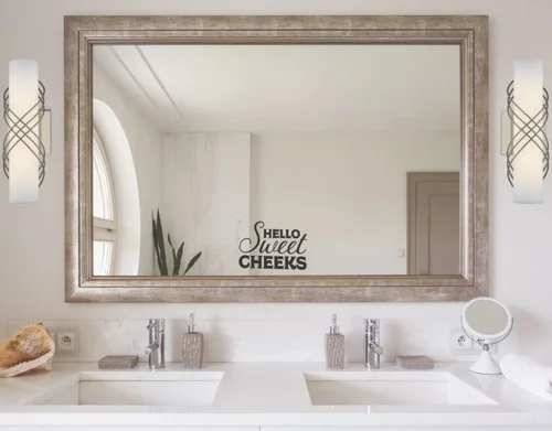 Vista 5 de Hello Sweet Cheeks - Adhesivo de vinilo para inodoro para baño y baño, adhesivo motivacional para espejos