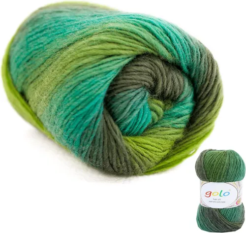 Vista 43 de Hilo de lana golo para tejer 200 yardas, hilo Cachemire multicolor arcoíris