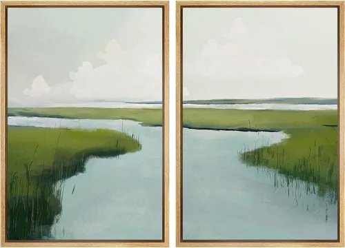 Vista 60 de Ashbrook - Set de arte de pared en lienzo enmarcado, tonos orgánicos de la tierra en beige y marrón con ilustraciones de trazos circulares, arte