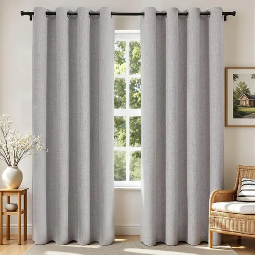 Vista 27 de Joydeco Cortinas opacas de 84 pulgadas de largo, 2 paneles burg, cortinas de oscurecimiento de habitación para dormitorio, cortinas térmicas Negro