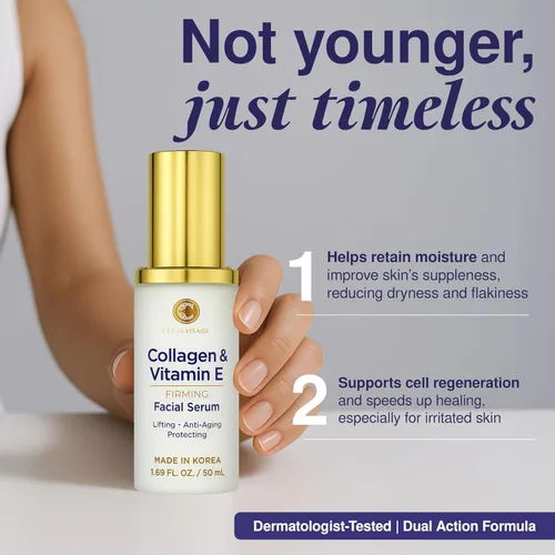 Vista 2 de Suero facial de colágeno y vitamina E, probado por dermatólogos, antienvejecimiento, cuidado de la piel coreano, hidrata, reafirma y suaviza