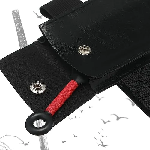Vista 5 de Ninja Kunai - Bolsa con vendaje para cosplay de anime de Japón, accesorios para disfraz de ninja, color negro