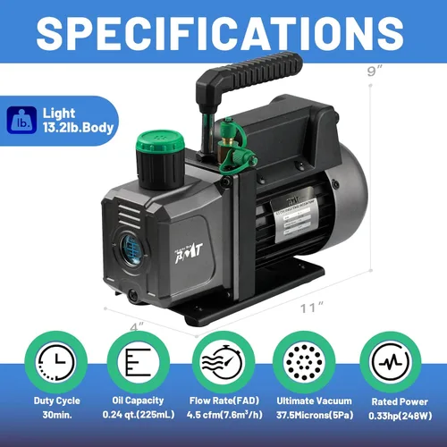 Vista 6 de Kit de cámara de vacío PB Motor Tech de 5 galones con bomba de vacío de 4.5 CFM, cámara de vacío con tapa de vidrio templado y juego de cámara de 38