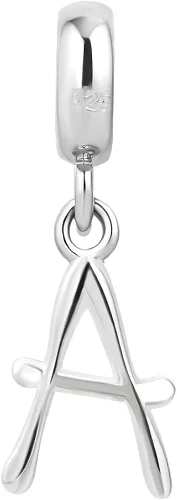 Vista 2 de LovelyCharms - Abalorio de plata de ley 925, diseño de letra del alfabeto