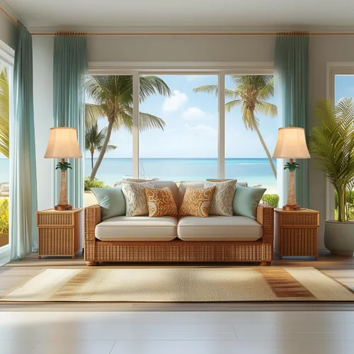 Vista 4 de Hamucd Juego de 2 lámparas de mesa con palmera costera con 2 puertos USB para sala de estar, playa, lámparas náuticas para mesita de noche