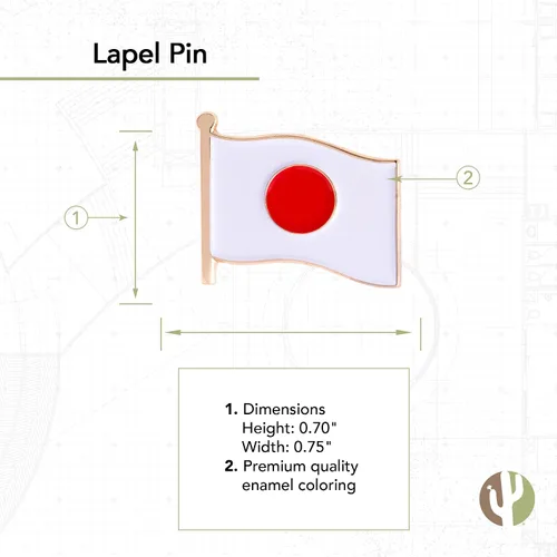 Vista 2 de Bandera de Japón País Solapa Pin Esmalte Hecho de Metal Recuerdo Sombrero Hombres Mujeres Patriótico Japonse (Bandera Ondeando Pin), Metal, Sin