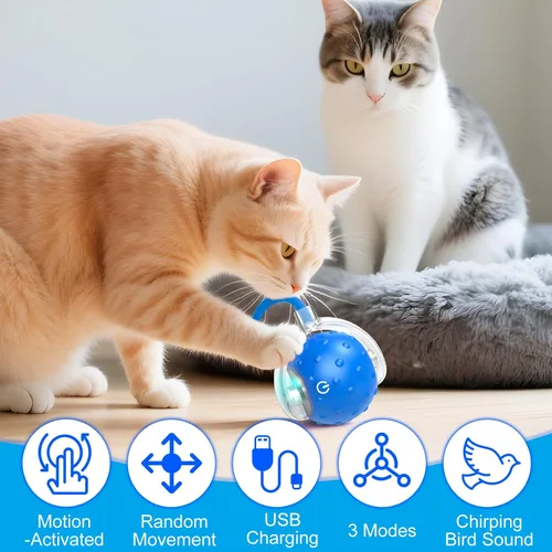 Vista 2 de Juguete Tiny Fetch para Perros, Juguetes Interactivos Tinyfetch para Perros y Gatos con Pelotas con Canto de Pájaros, Juguete de Pelota Eléctrica