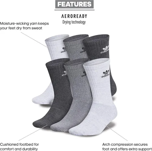 Vista 2 de Adidas Calcetines originales con logotipo, 6 pares, para hombre